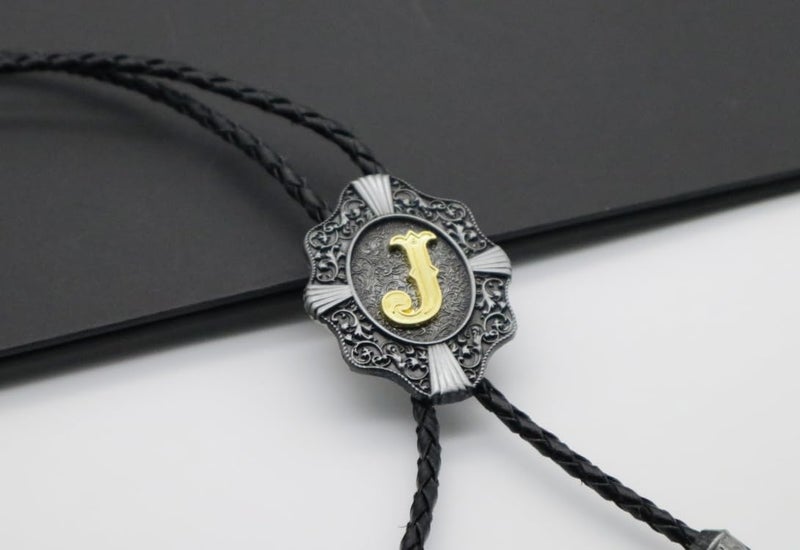 KECOL Western Letter Bolo Tie Cowboy Aalphabet A to Z Neckties Necklace for Men Women - Image 4
